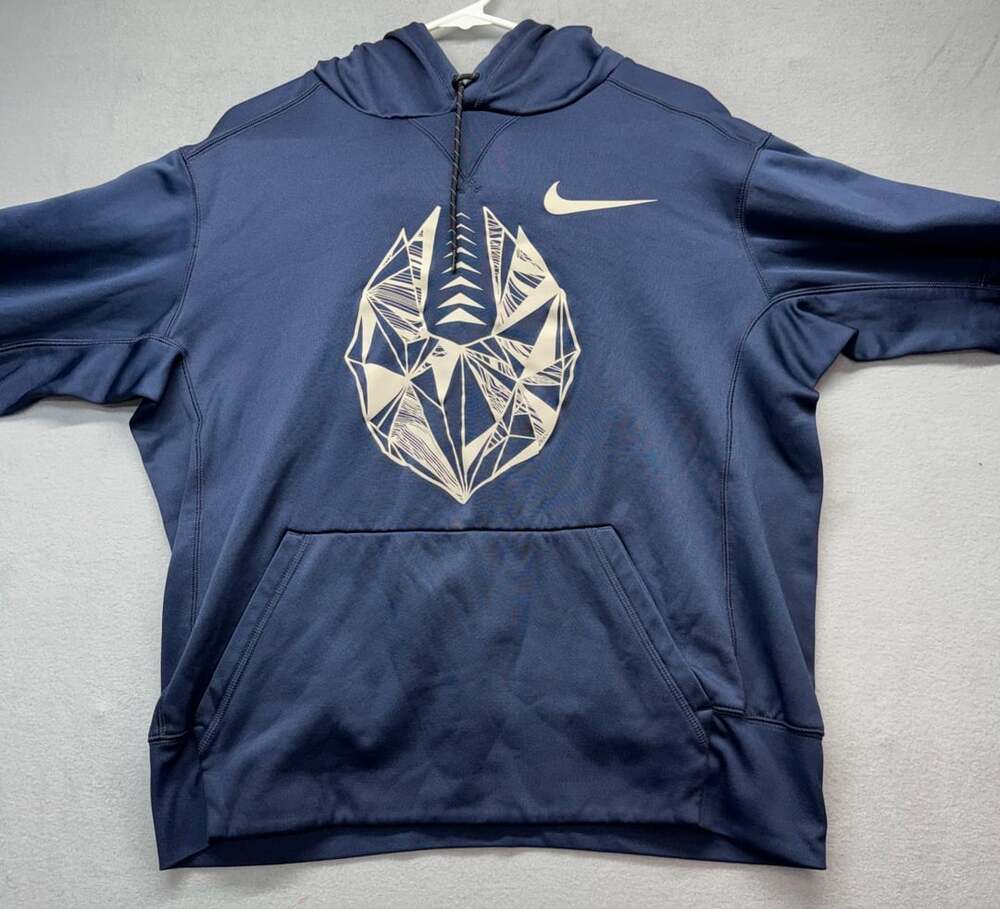 Nike Football Hoodie Size M Blue Graphic Pullover Sweatshirt